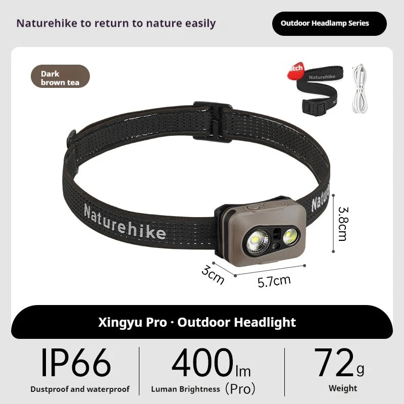 Naturehike Ultralight Headlamp Outdoor Portable Multipurpose LED Light SOS Hiking Travel Camping 72g Waterproof IP66 Night Running Sports Headlight