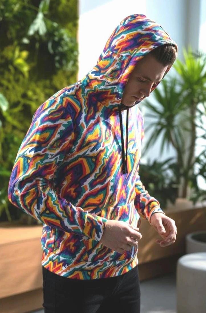 StreetsmArt Collage Athletic Hoodie | Bold AOP Recycled Performance Pullover for Gym & Street