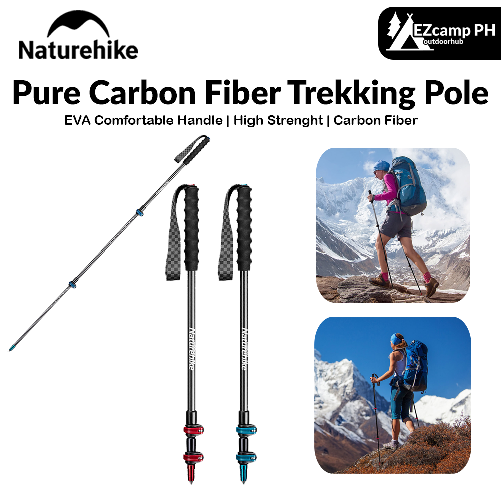 Naturehike ST10 Pure Carbon Fiber Trekking Pole Portable Ultralight 3-Section Telescopic External Lock Cane Rod Sticks Hiking Walking Mountaineering