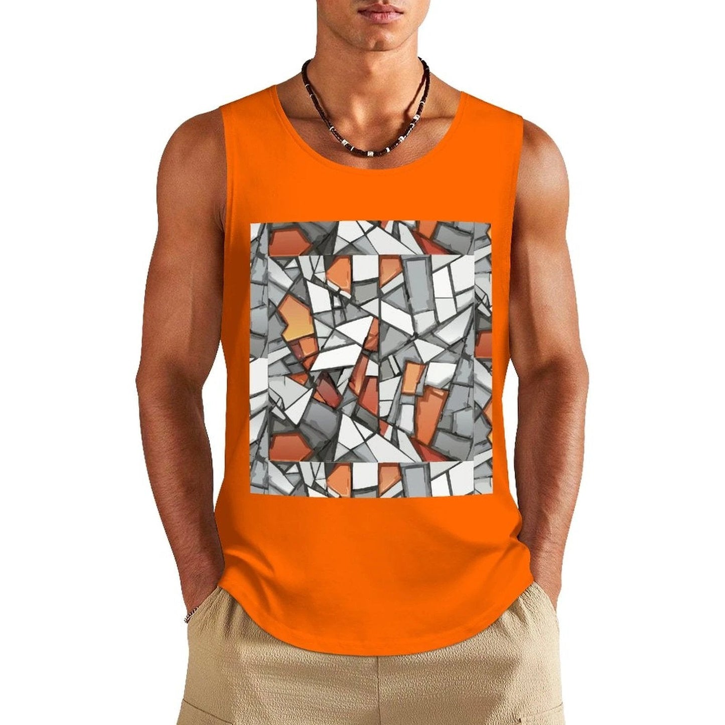 Graffiti Frame Cotton Tank Top — Teal Tank with Street Art Chest Print for Summer Sessions