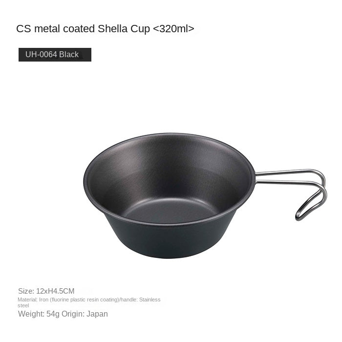 CAPTAIN STAG Metallic Black Coat Tableware Portable Lightweight Dish Plate Bowl Utensil Outdoor Camping Cooking Equipment Made in Japan