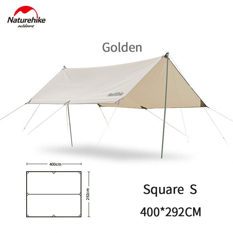 Naturehike GIRDER Series Sun Shelter Awning Canopy Tarp Tent in Classic Silver Coated & Double Sided Black Vinyl Glue + Silver Coating UV Sun Shade Tarp