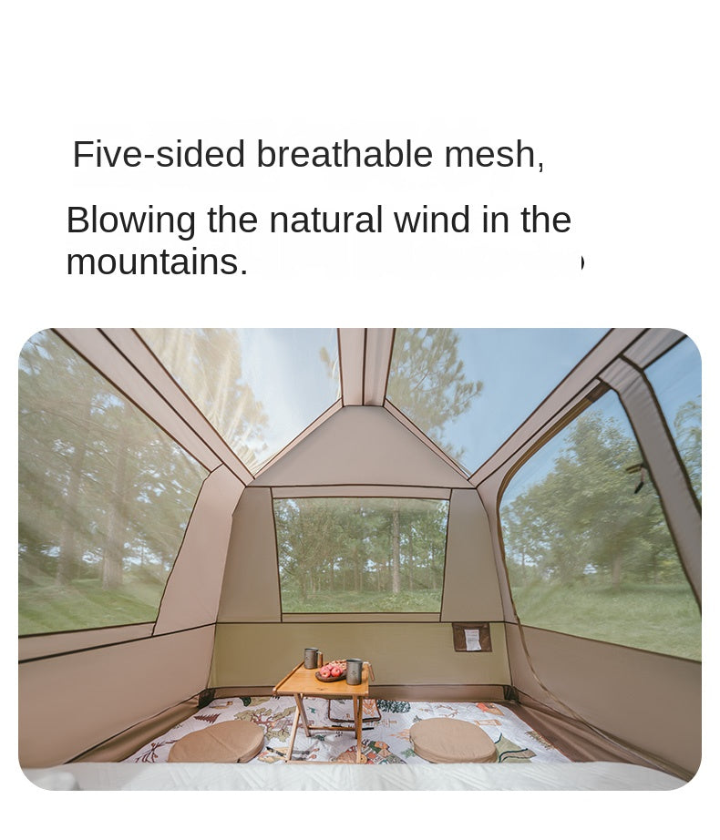 Naturehike VILLAGE 5.0 Gen 3 Fast Build Automatic Tent 1 Bedroom 1 Living Room Extended Canopy Double Layer Tent 4 Person Ti Black Coated Sunscreen