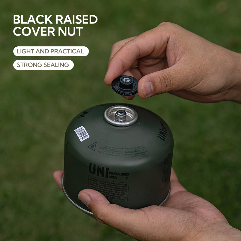 Campingmoon BKM-108 Black Raised Cover Nut Portable Lightweight Protection Valve Safety Cover For Screw Threaded Camping Butane Canister Aluminum
