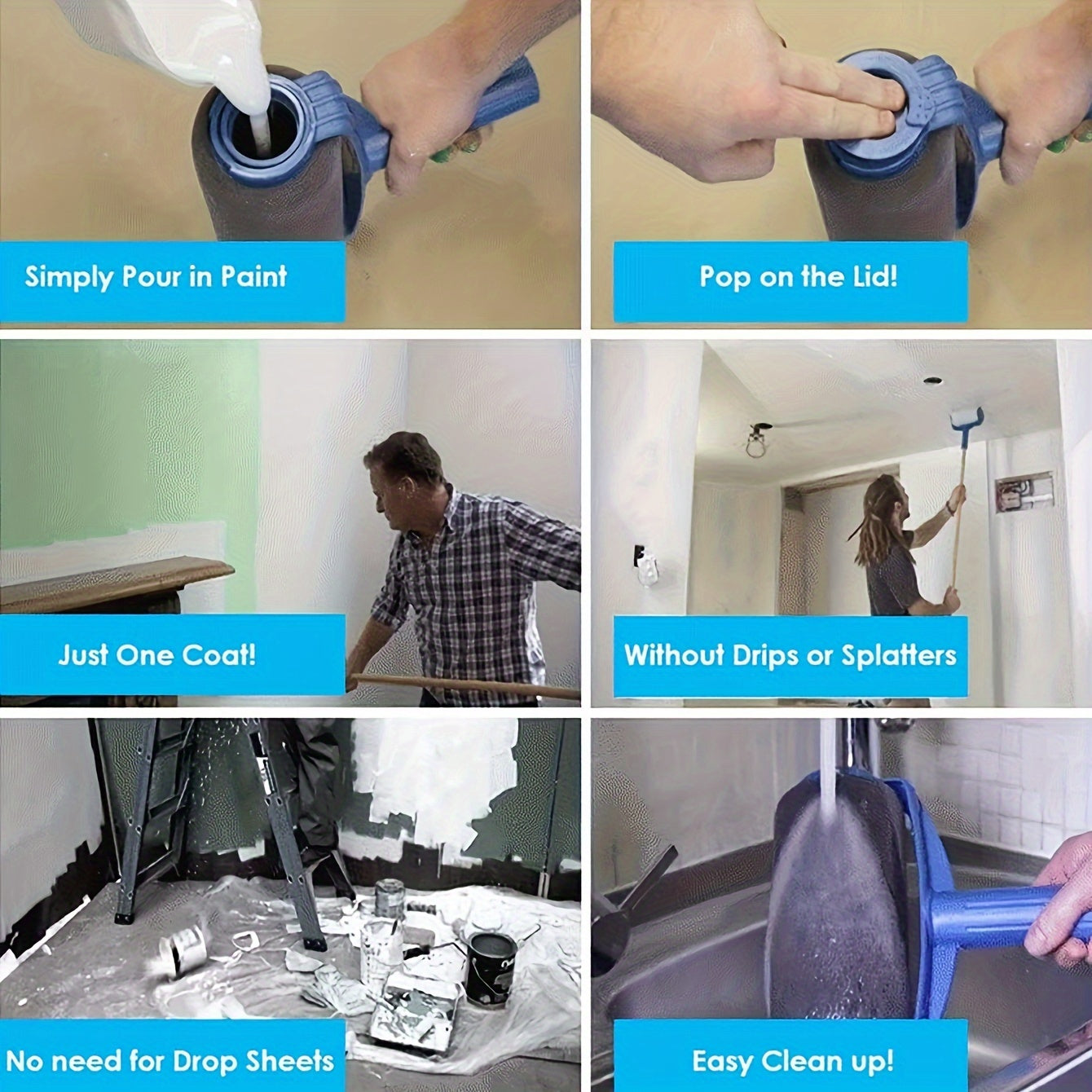 Refillable Paint Roller with Storage  1691oz Capacity-GHBI