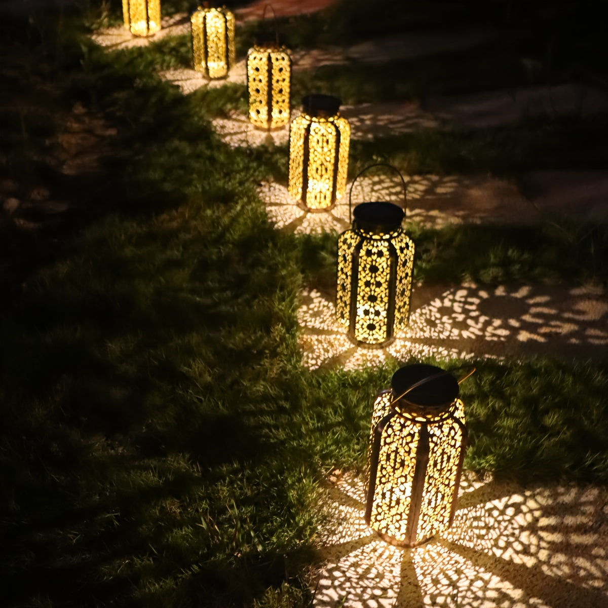 Solar Iron Lantern Versatile Outdoor Decor-CLOG