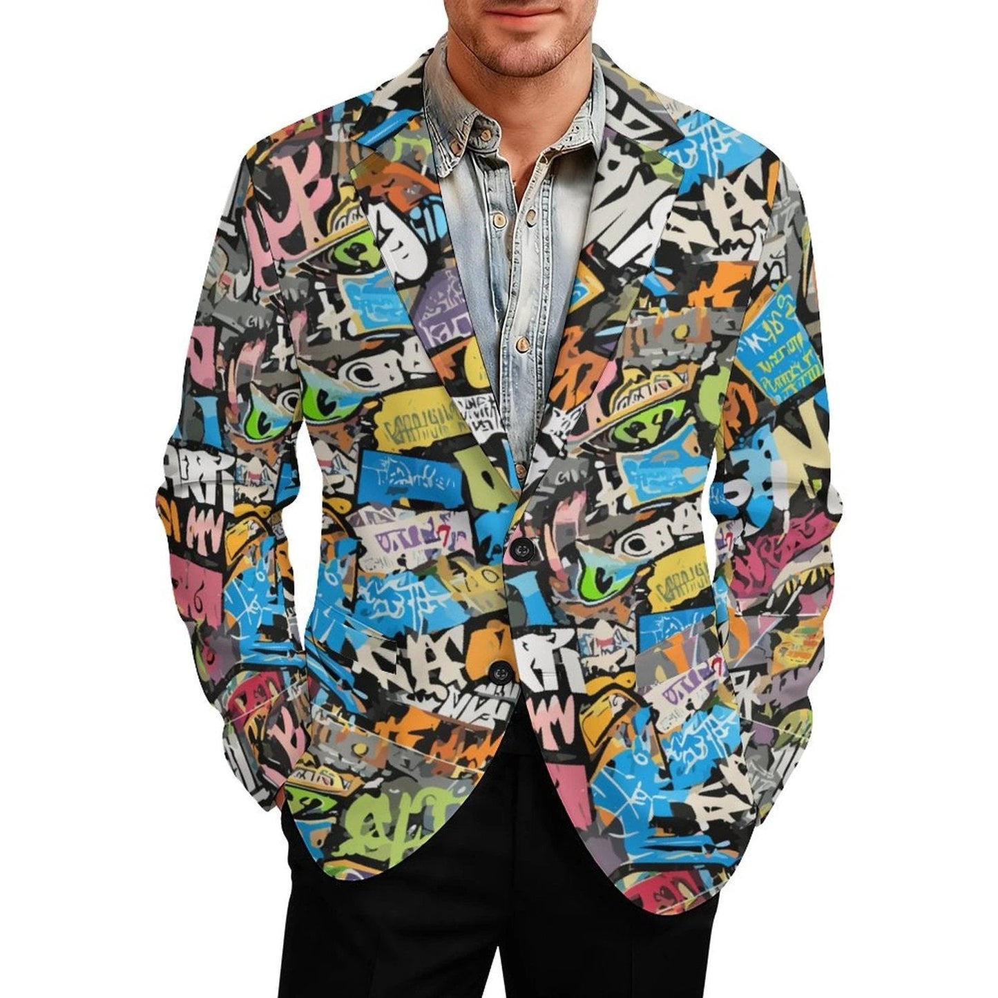 Maximalist AOP Two-Button Suit | 260gsm British-Fabric Blazer + Trouser Set — Silk-Lined Statement Formalwear for Weddings, Galleries