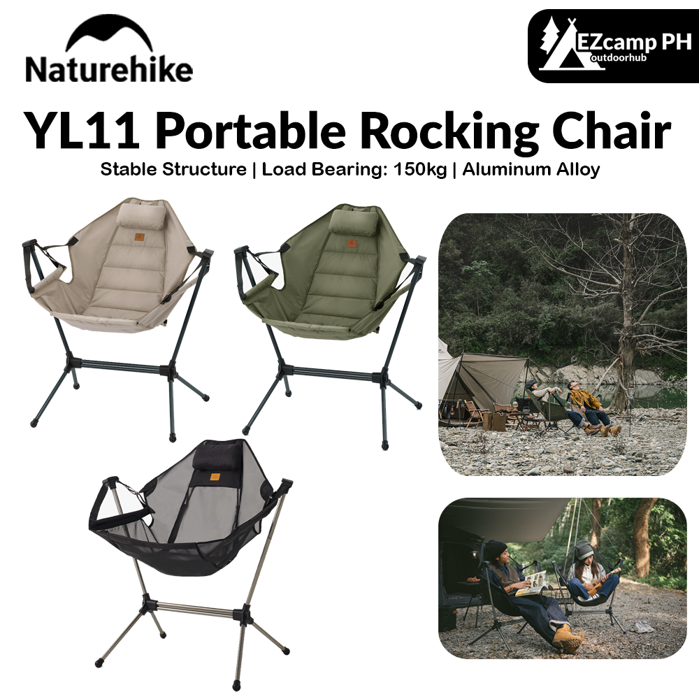Naturehike YL11 Outdoor Folding Rocking Chair Portable Multi Angle Adjustable Sling Swing Chair Aviation Aluminum Bracket 150kg Max Load Bearing