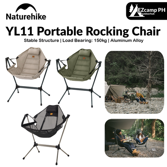 Naturehike YL11 Outdoor Folding Rocking Chair Portable Multi Angle Adjustable Sling Swing Chair Aviation Aluminum Bracket 150kg Max Load Bearing