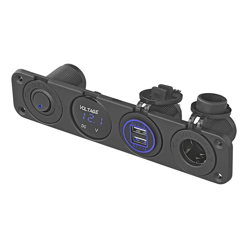 ProPlus Inbouw kit: stekkerdoos DIN + voltmeter + USB poort 2x type A 4200mA