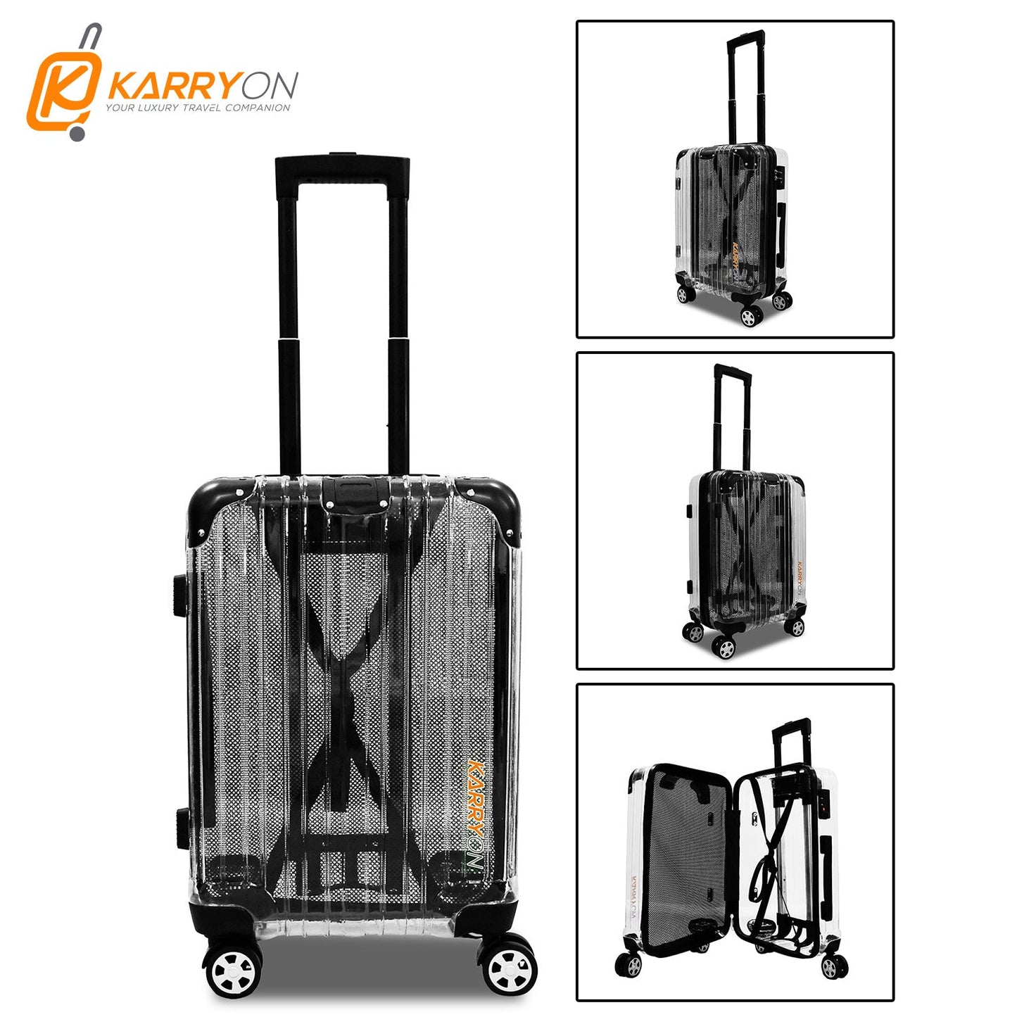 Karry-On 20" Aviation Tsa Transparent Pc Hardshell Cabin Luggage