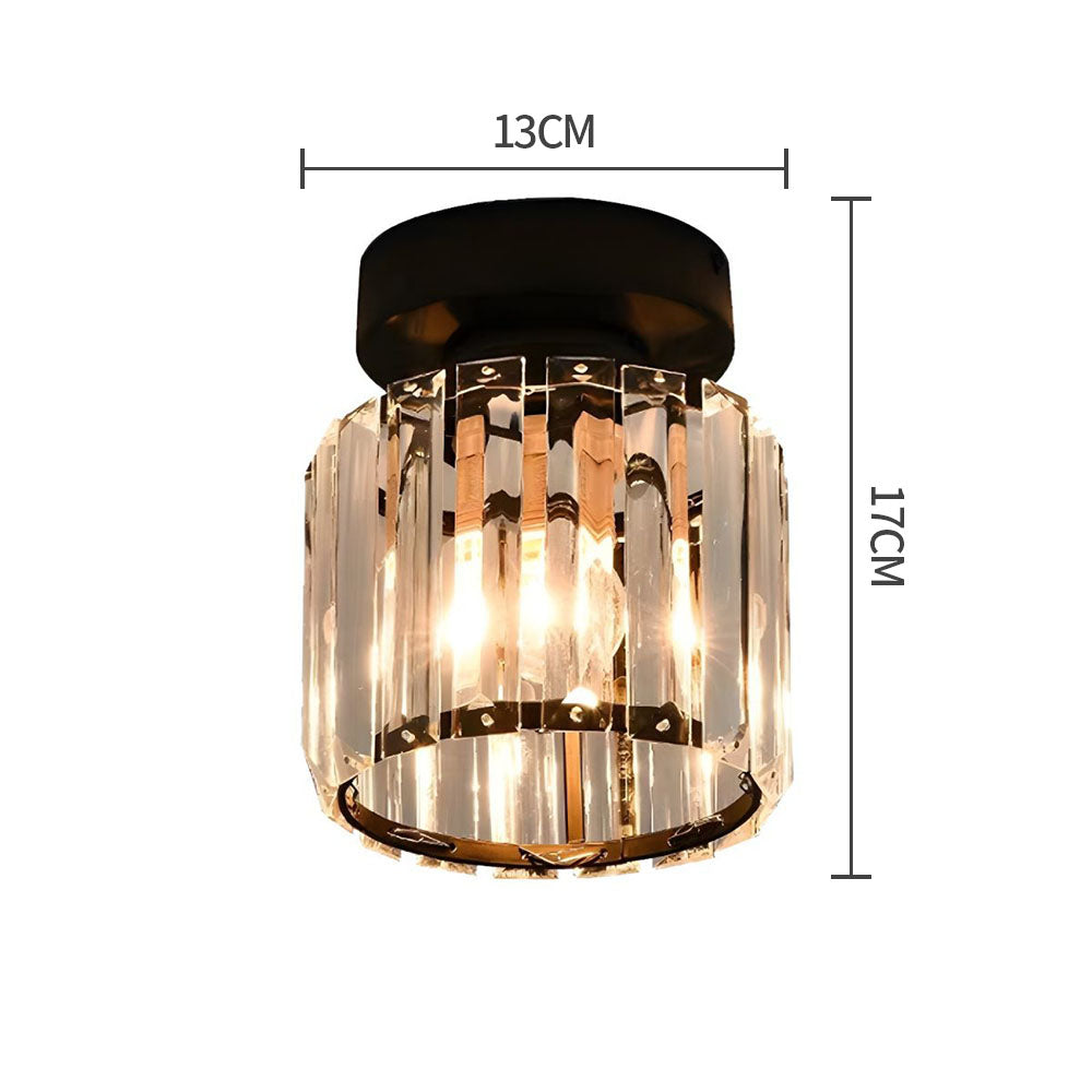 1-Light Flush Mount K9 Crystal Glass Hallway Ceiling Light