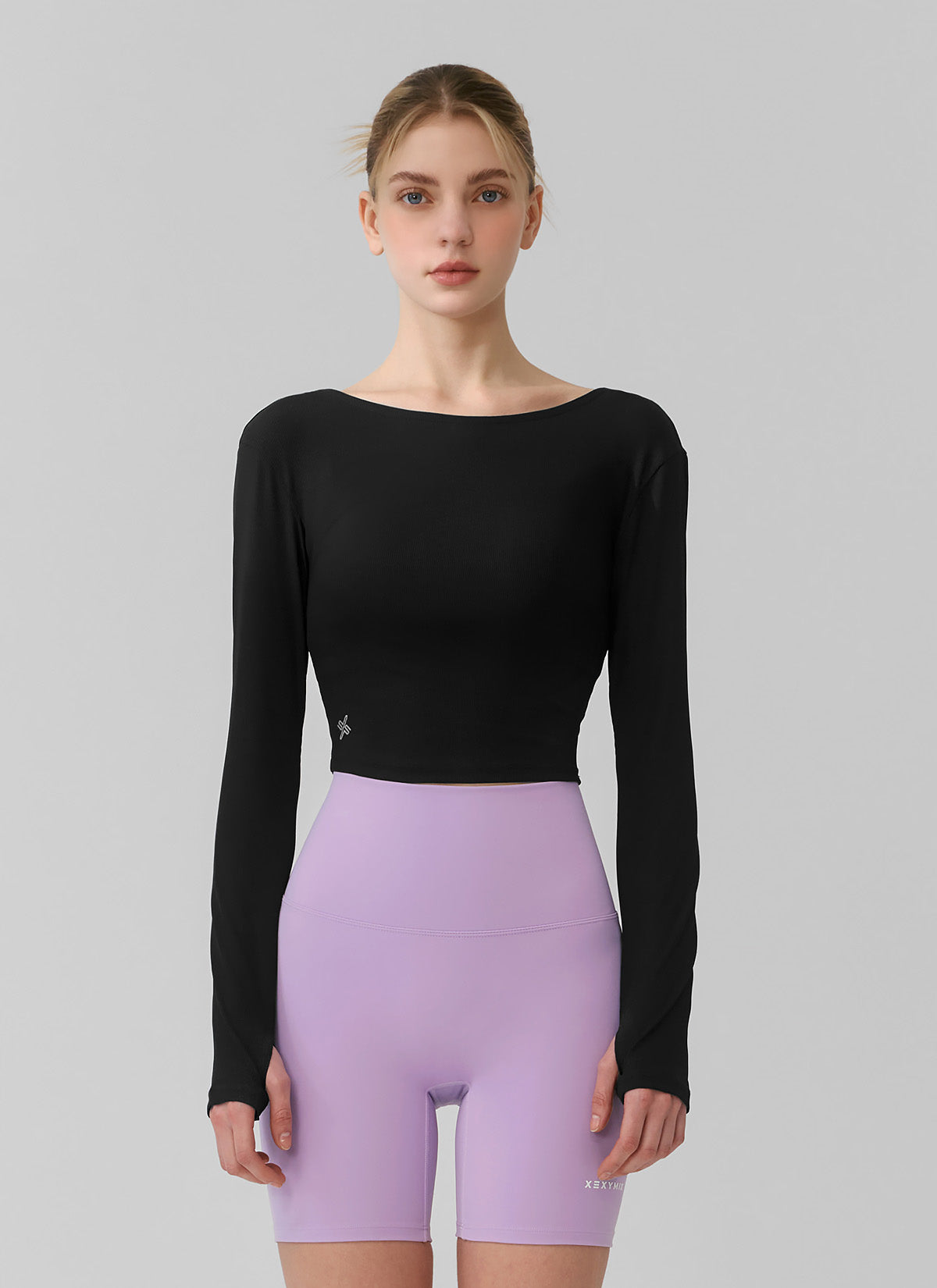 Ribbed Back Slit Fingerhole Long Sleeve