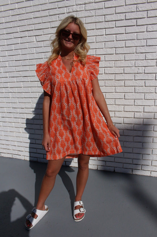 Nova Abstract Print Babydoll Mini Dress