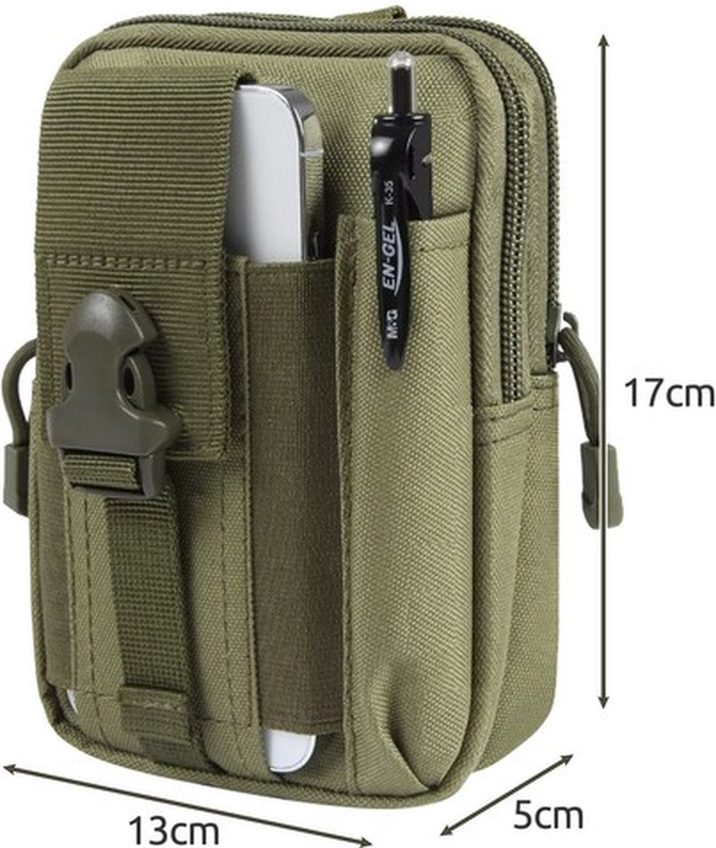 Trizand tactische heuptas - Olijfgroene heuptas met riem voor outdoor en survival