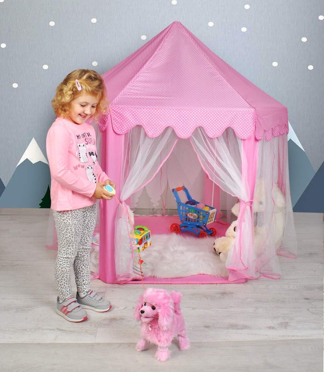 Speeltent voor Kinderen - Met Bodem - Vanaf 3 Jaar - 135x135x140cm - Kinderen Tent Kasteel - Voor binnen en Buiten- roze