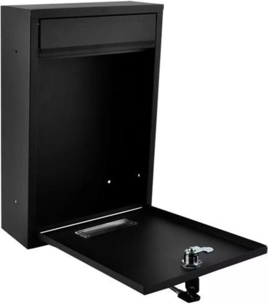 brievenbus zwart - 2 sleutels - met bevestigingsklep