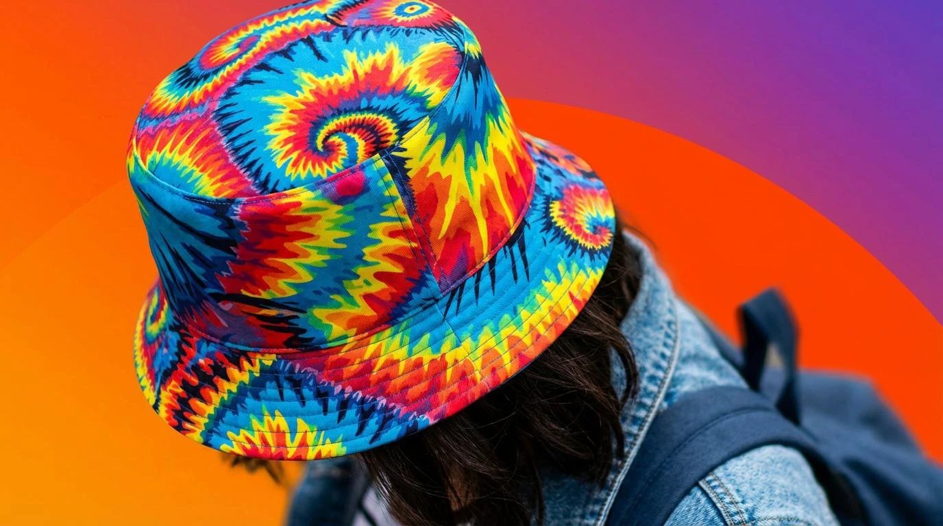 Maximalist Psychedelic Reversible Bucket Hat for Mind-Melting Dressers — Dyles Mavis Abstract AOP Both Sides Printed, Festival UV-Resistant Sun Hat