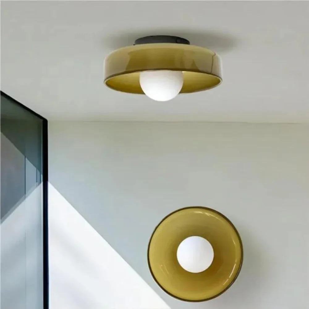 Scandinavian Glass Disc Ceiling Light With Flush Mount Design