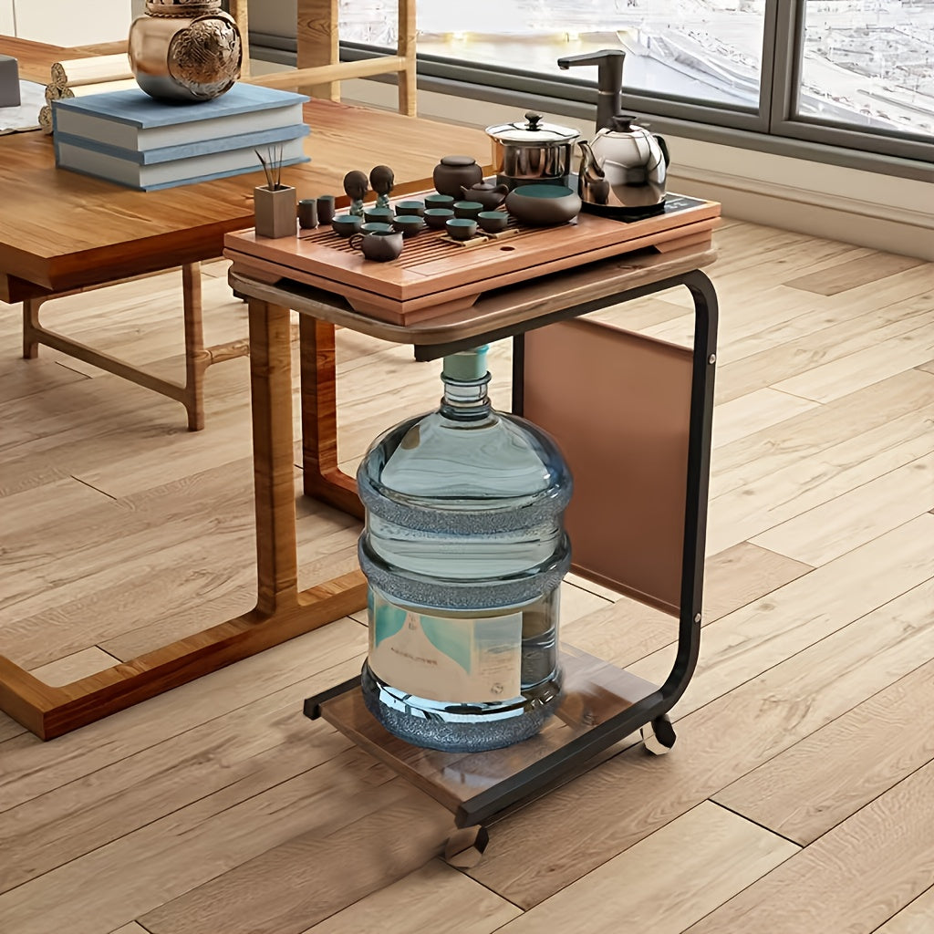 Modern Mobile Side Table with Wheels, Metal Frame TJR8M5D