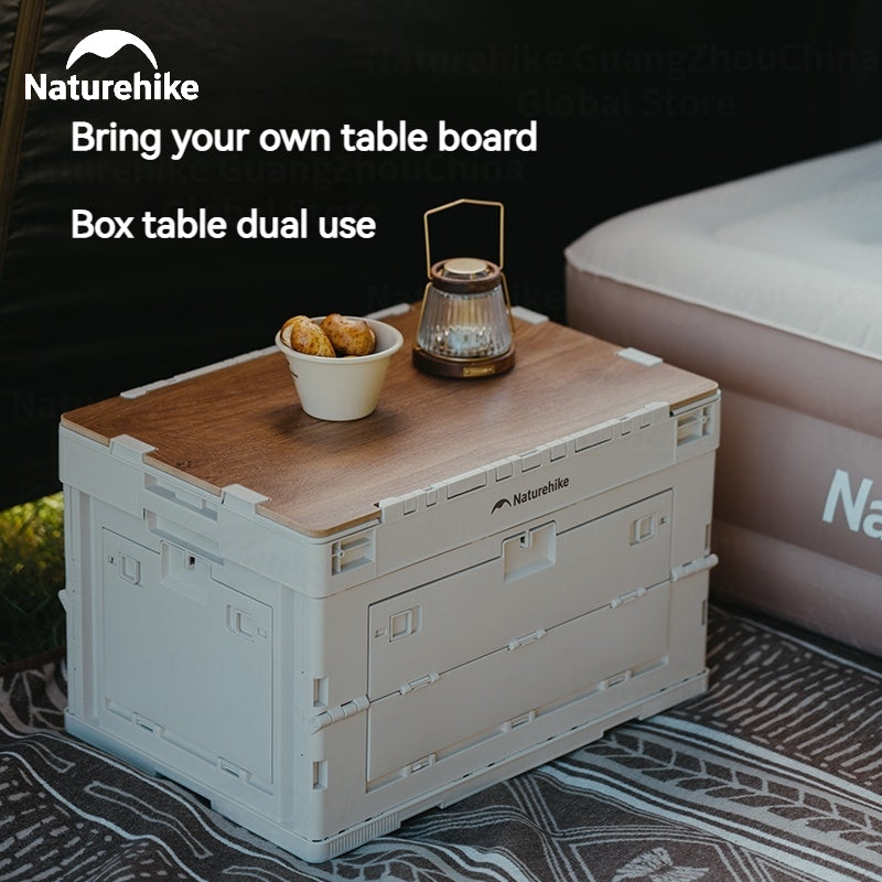 Naturehike PP Folding Storage Box Outdoor Camping Travel Large Box Equipment Portable Multifunctional Car Trunk Storage Cabinet With Table Board