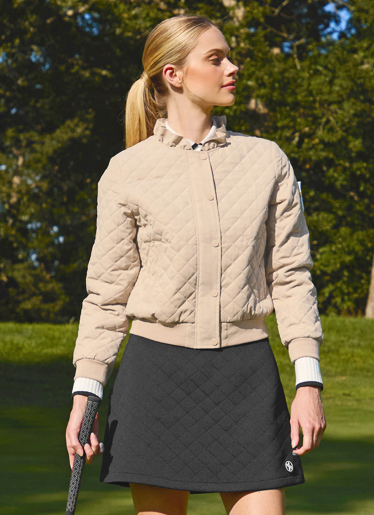 Ruffle Neck Quilted Jumper