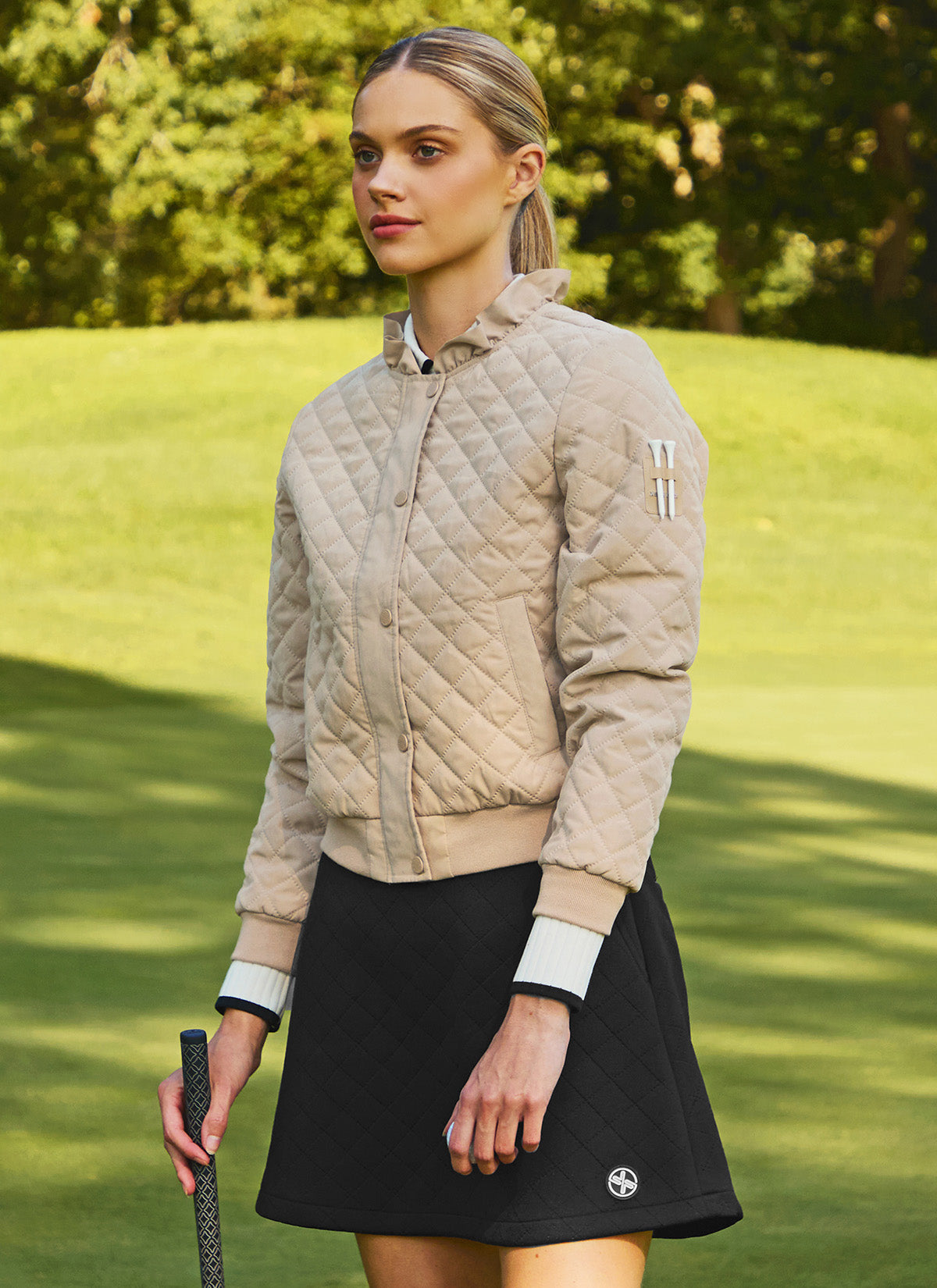 Ruffle Neck Quilted Jumper