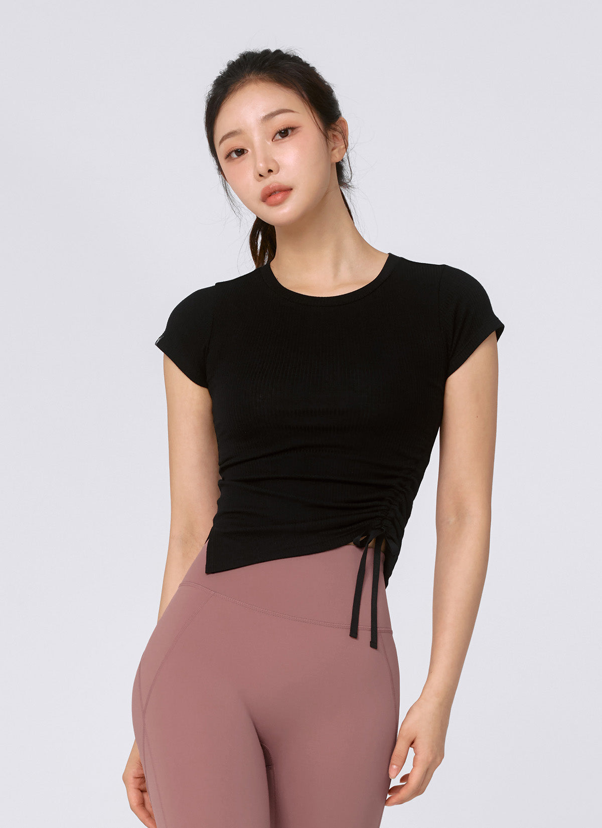 Soft Ribbed Side String Short Sleeve