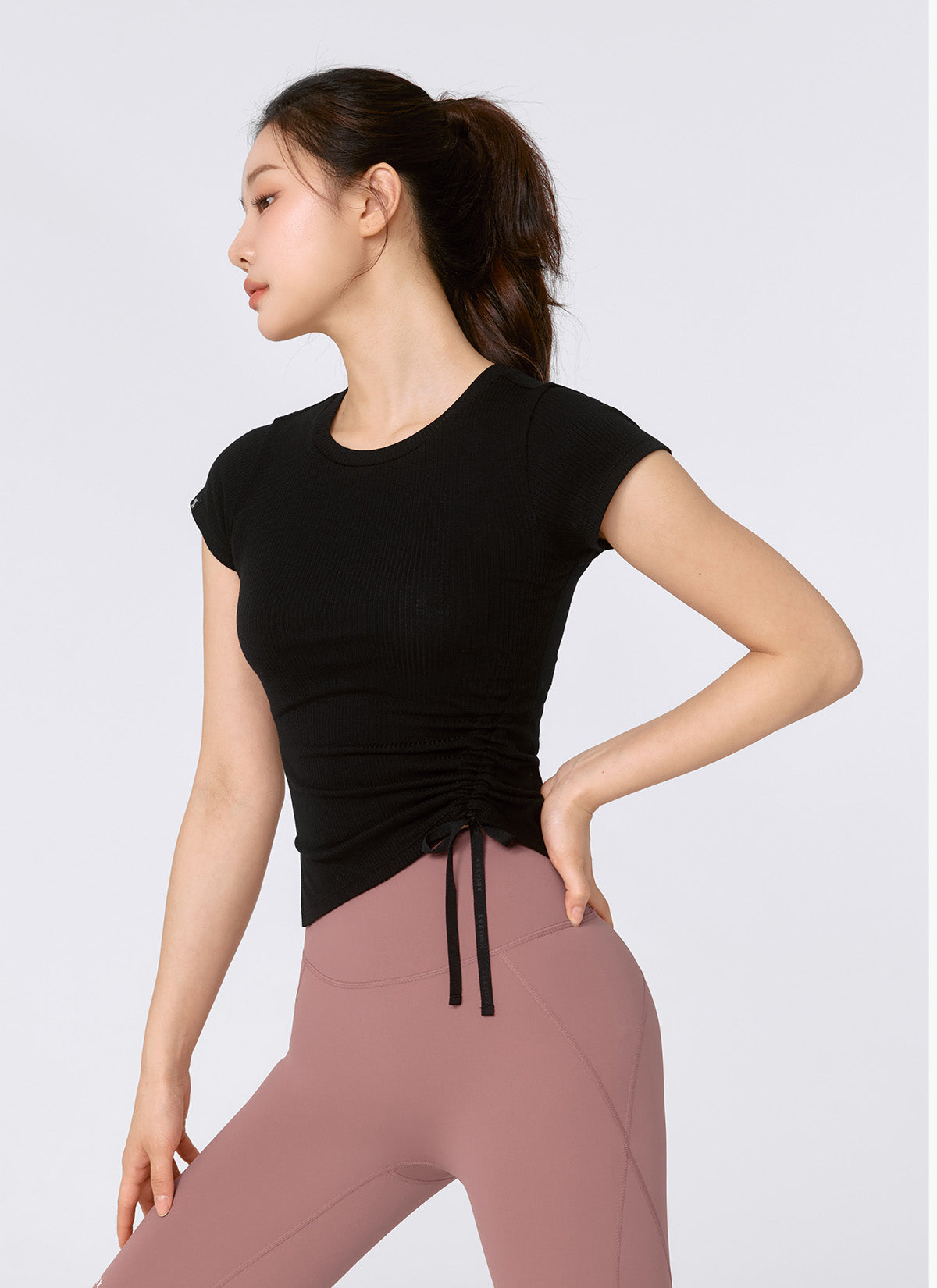 Soft Ribbed Side String Short Sleeve