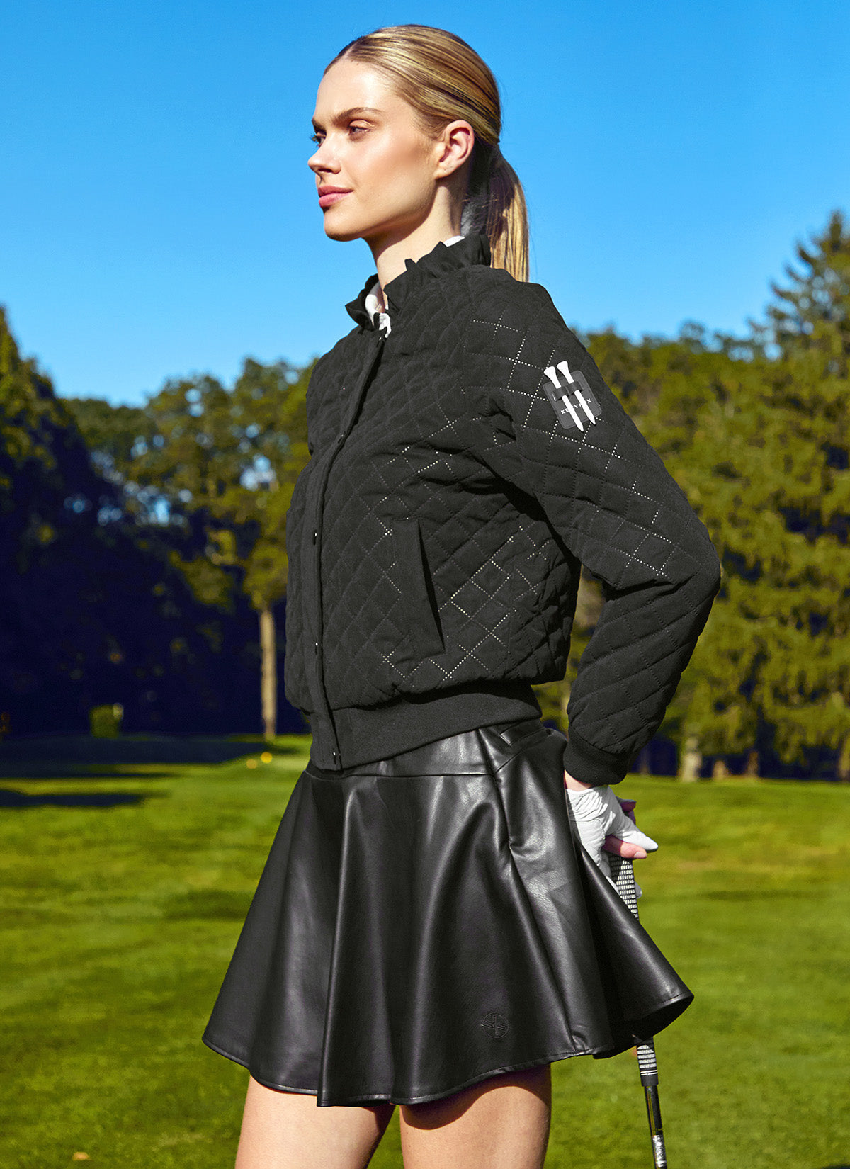 Ruffle Neck Quilted Jumper