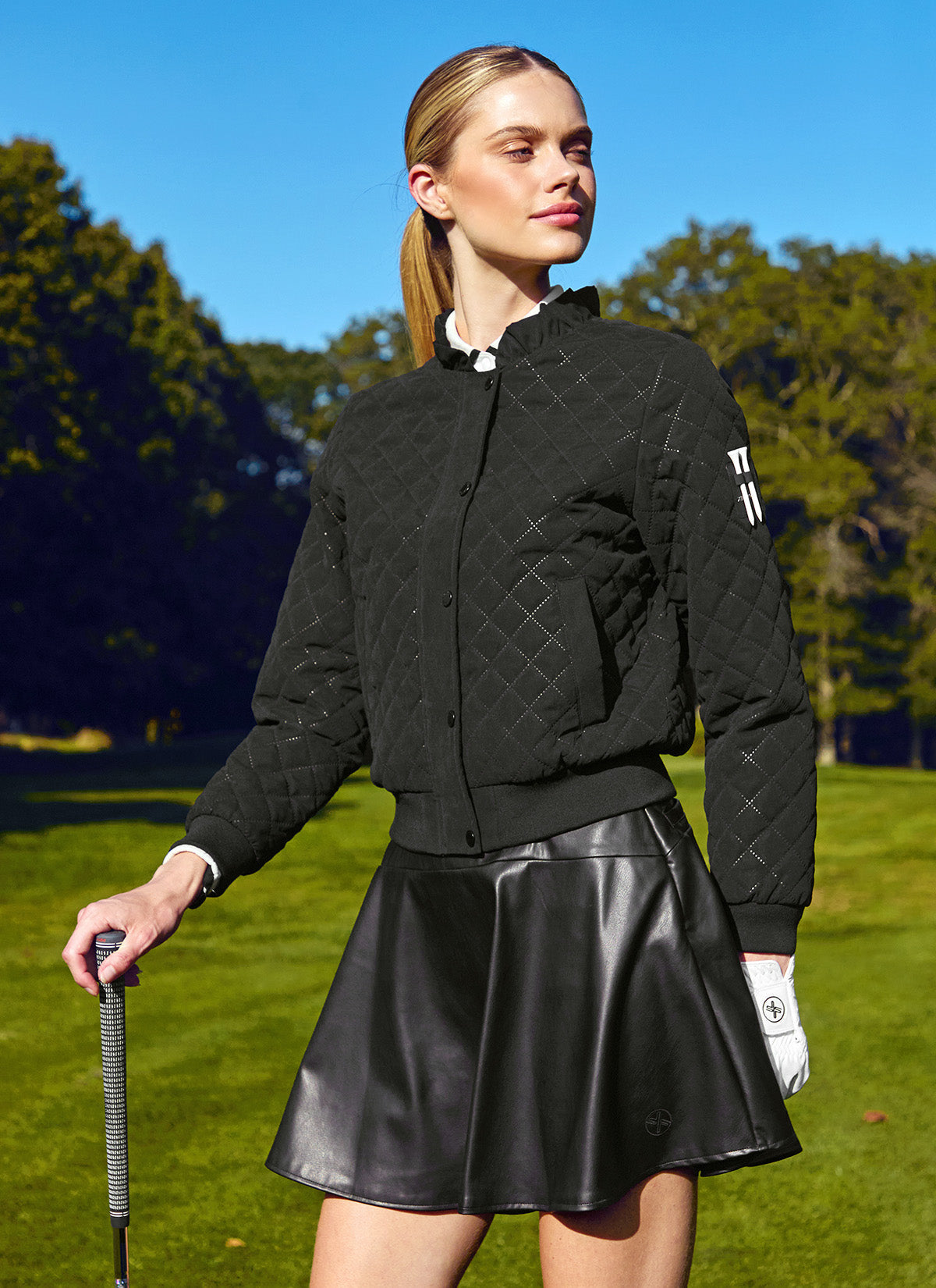 Ruffle Neck Quilted Jumper