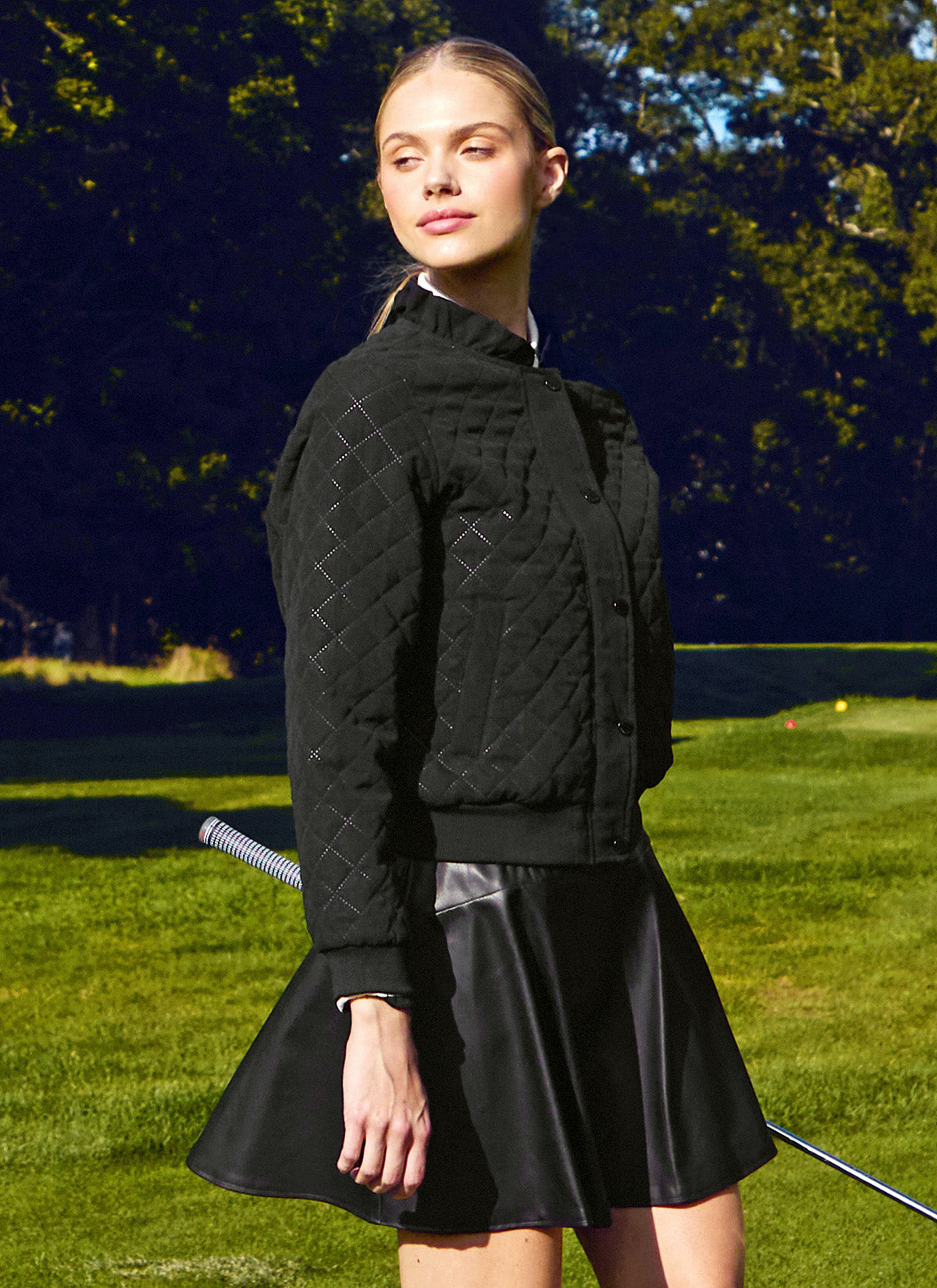 Ruffle Neck Quilted Jumper