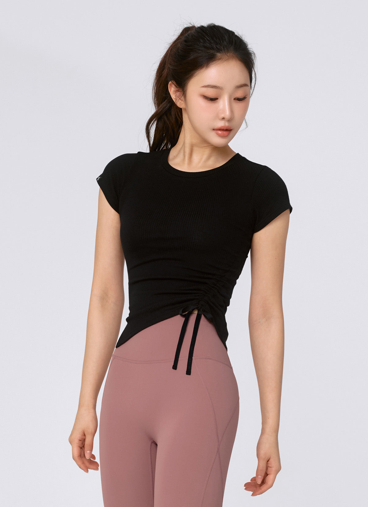 Soft Ribbed Side String Short Sleeve