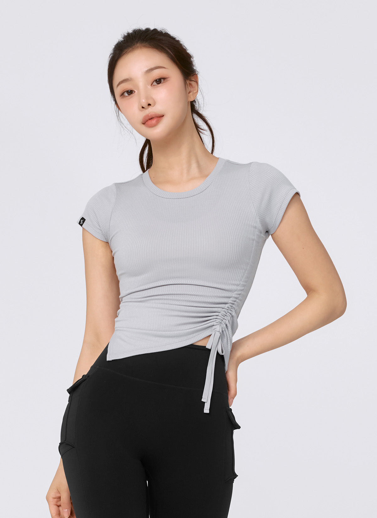 Soft Ribbed Side String Short Sleeve