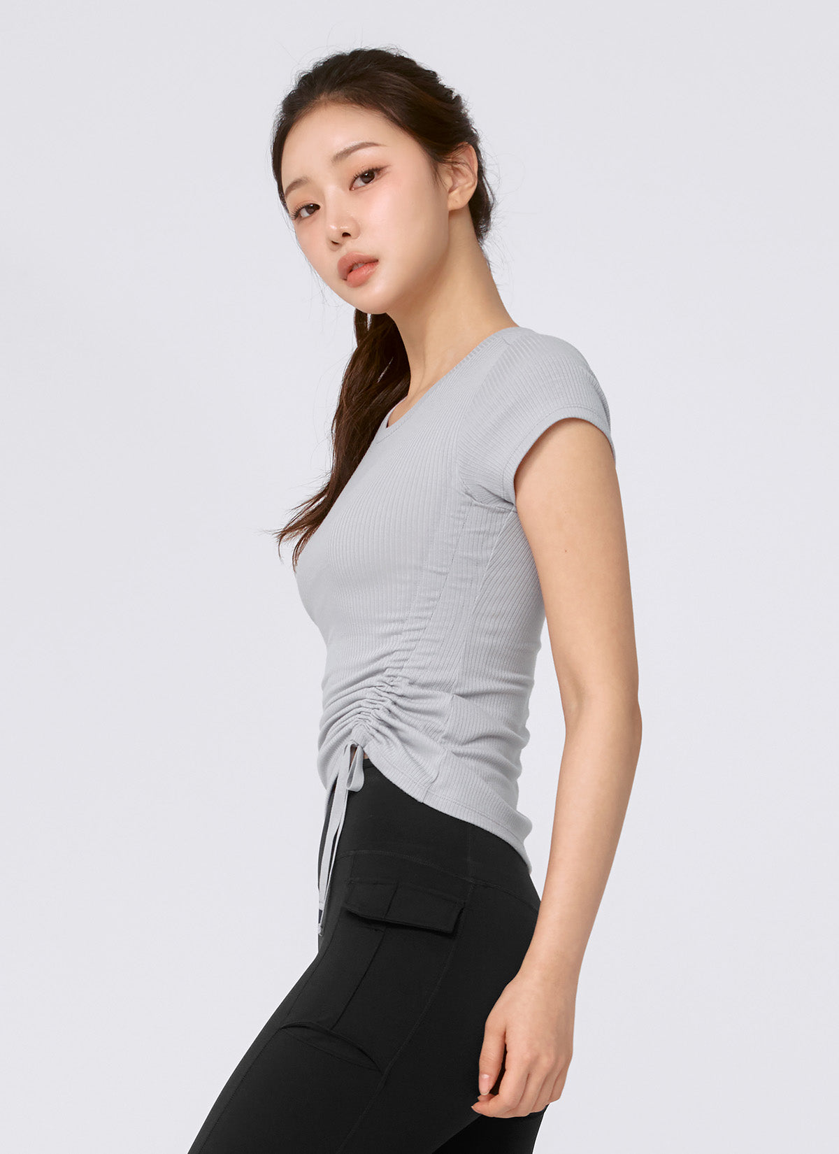 Soft Ribbed Side String Short Sleeve