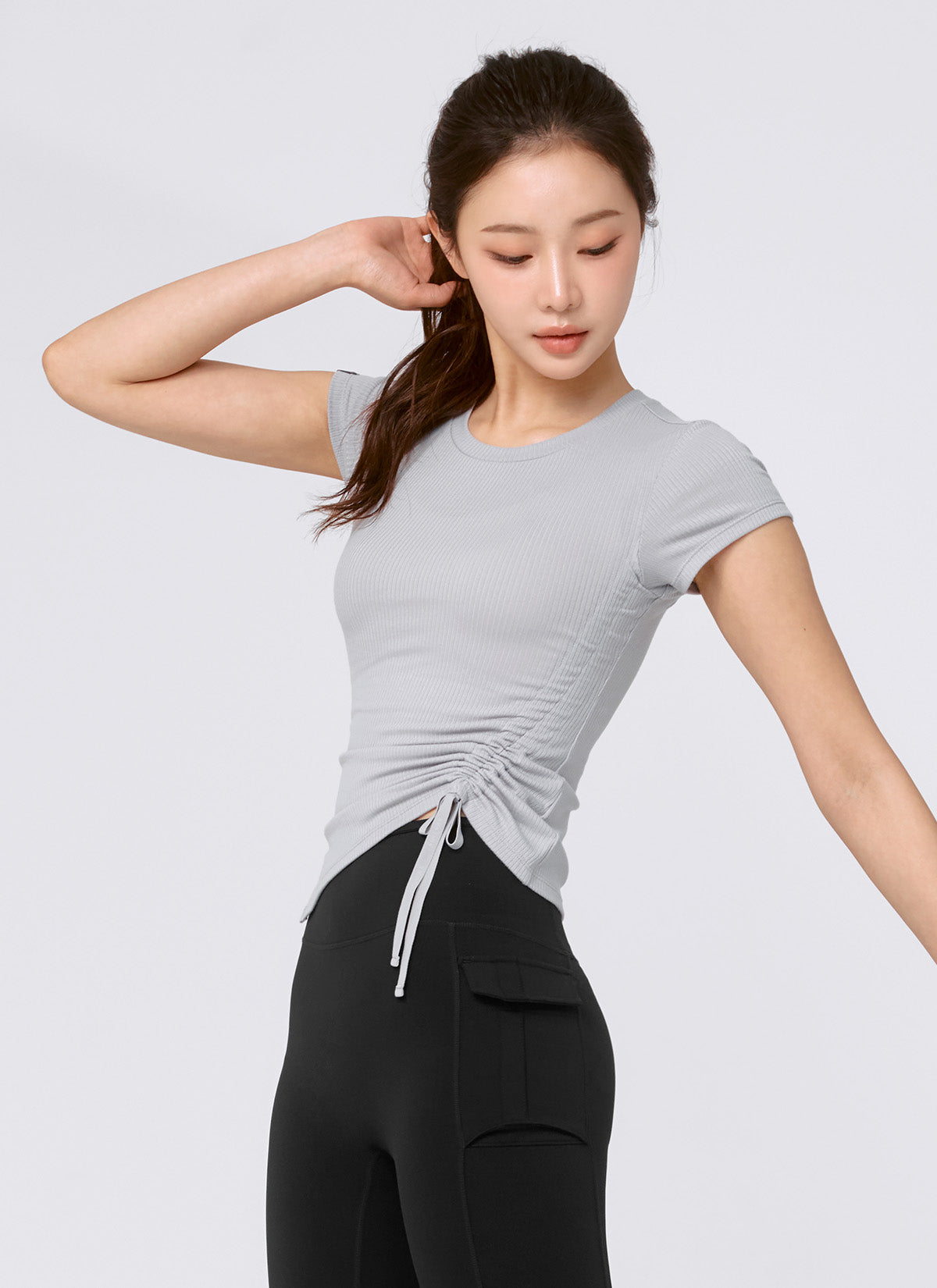 Soft Ribbed Side String Short Sleeve