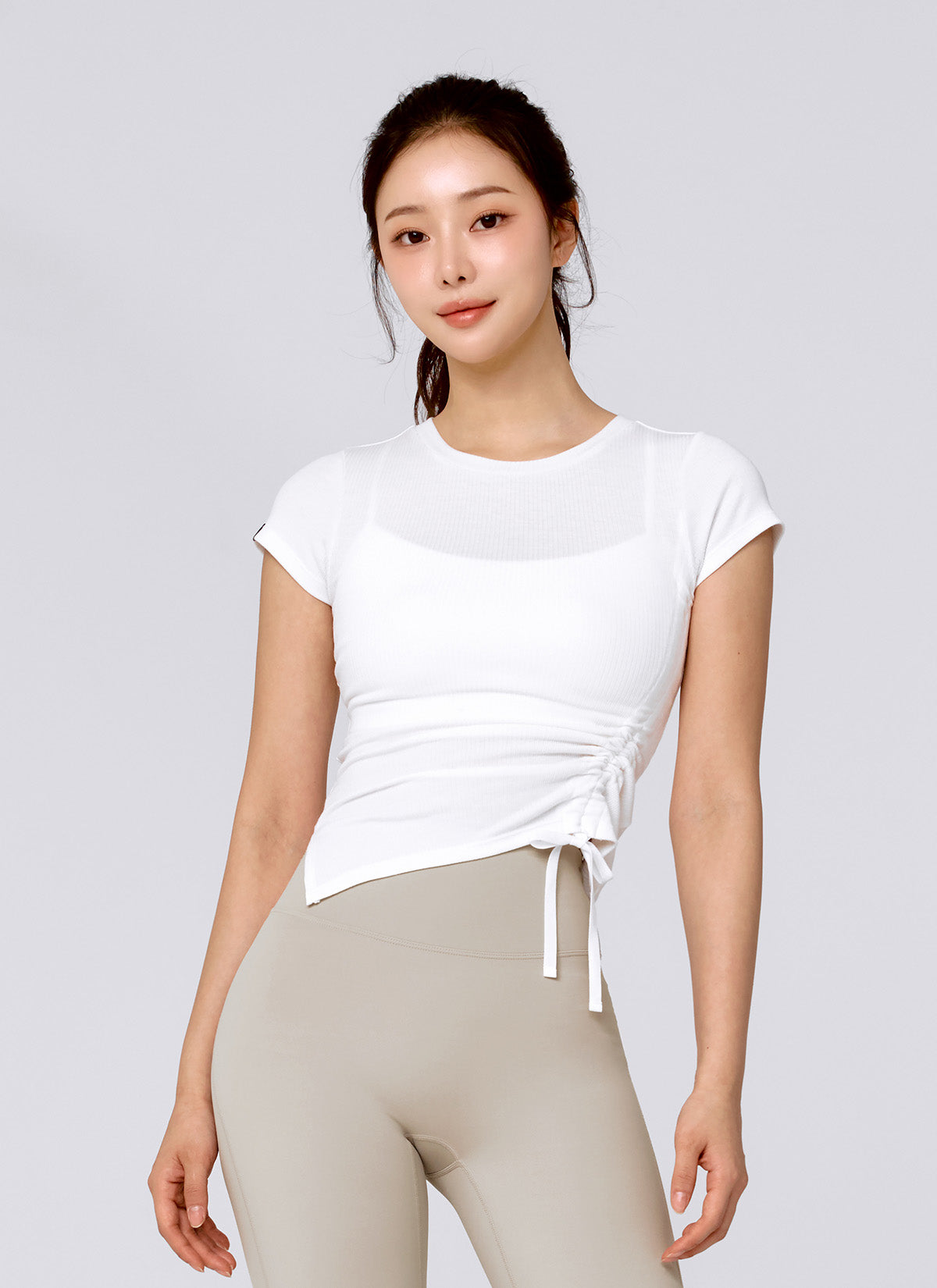 Soft Ribbed Side String Short Sleeve