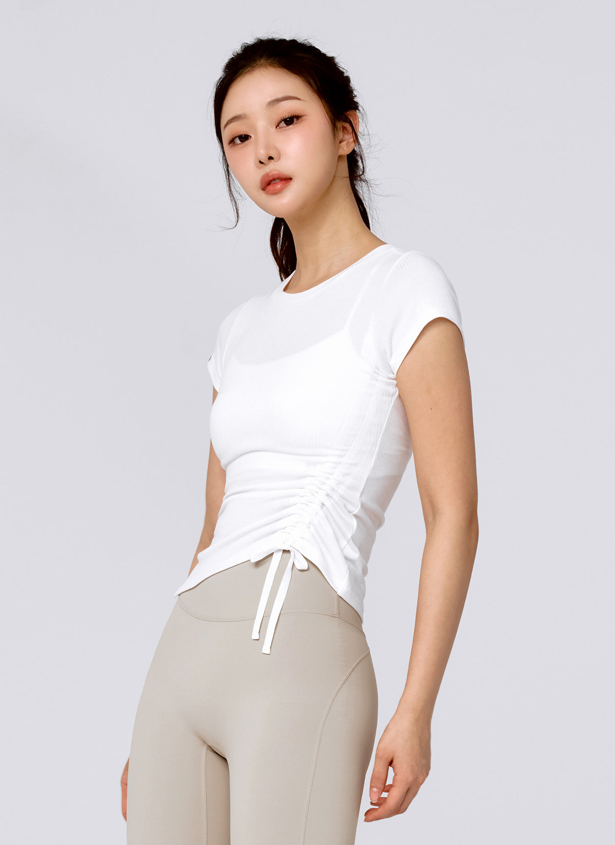 Soft Ribbed Side String Short Sleeve