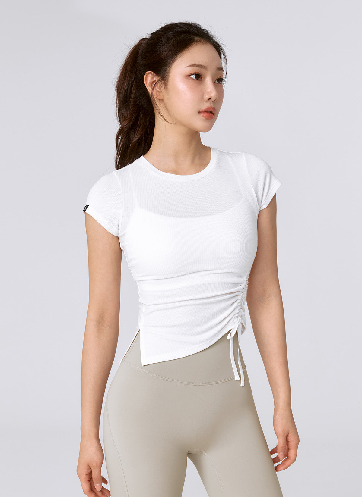 Soft Ribbed Side String Short Sleeve