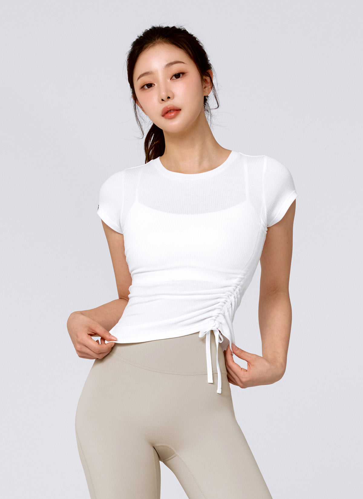 Soft Ribbed Side String Short Sleeve
