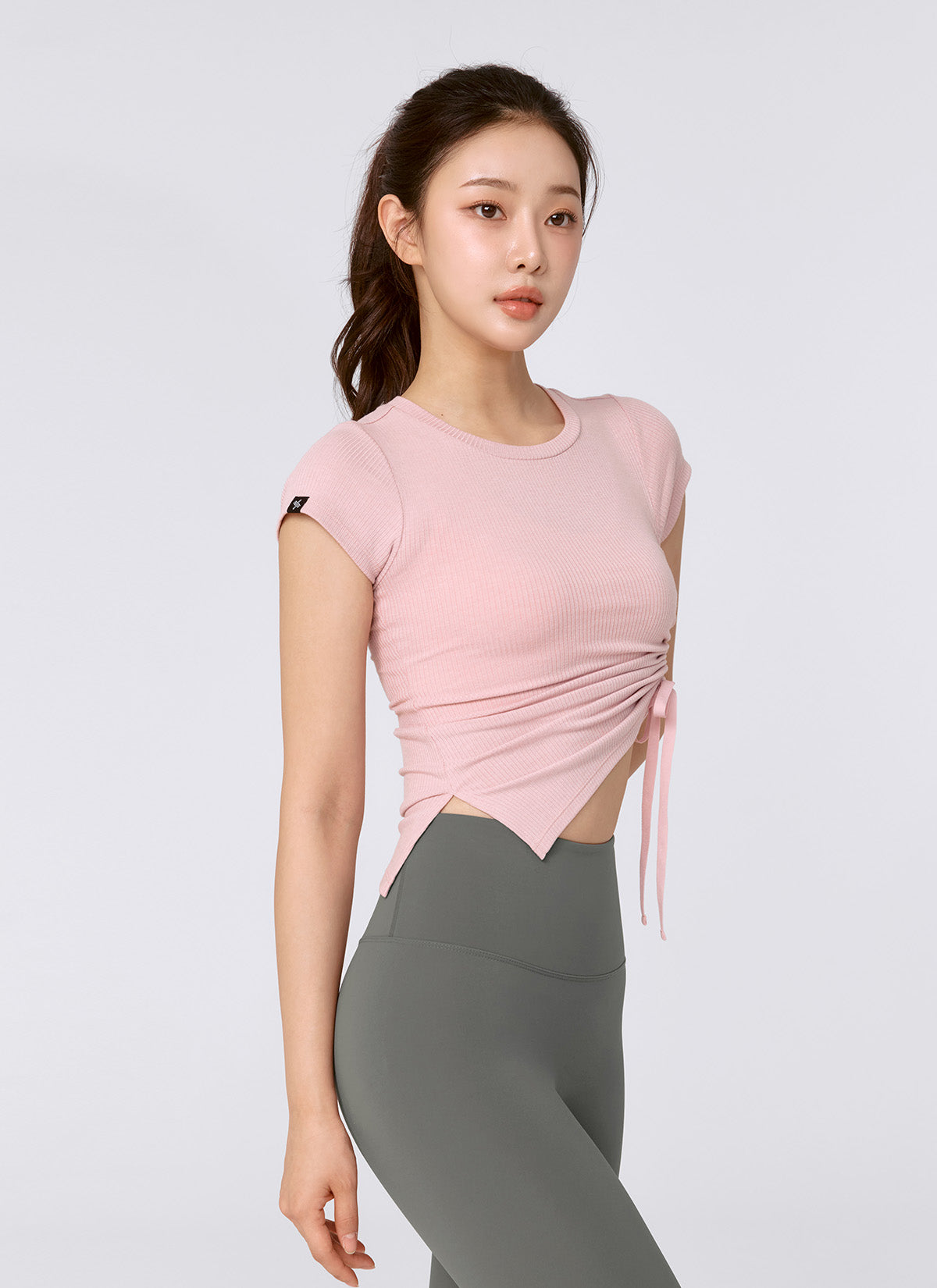 Soft Ribbed Side String Short Sleeve