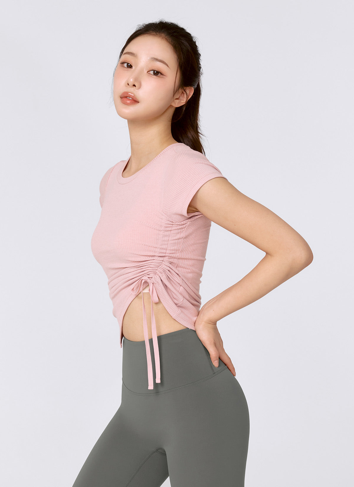 Soft Ribbed Side String Short Sleeve