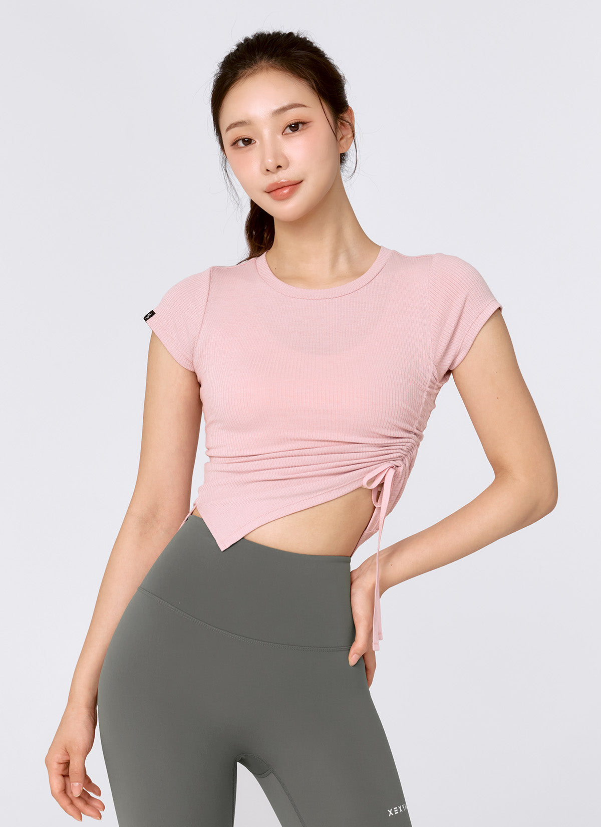 Soft Ribbed Side String Short Sleeve