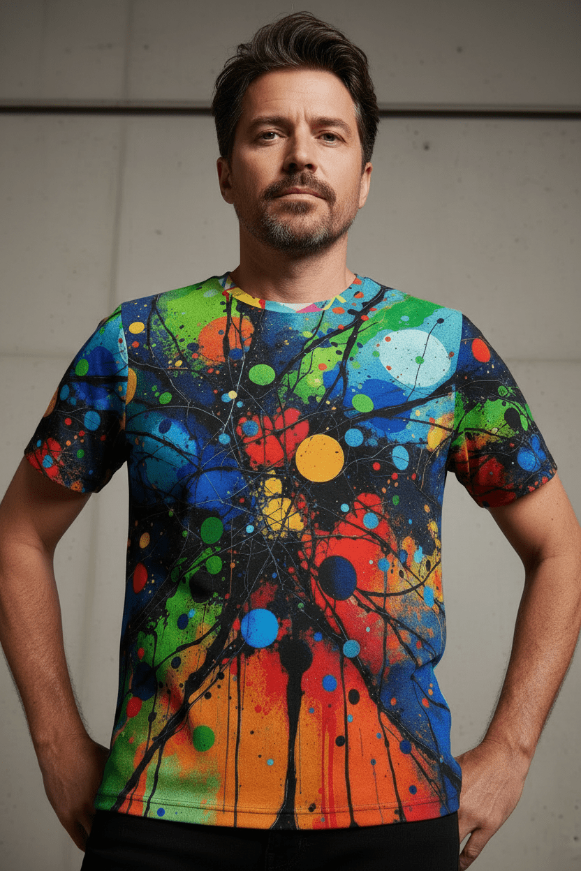 Zip-Up Hoodie – Psychedelic Neon Splatter AOP | Abstract Fluid Art Streetwear in Neon Green & Electric Purple