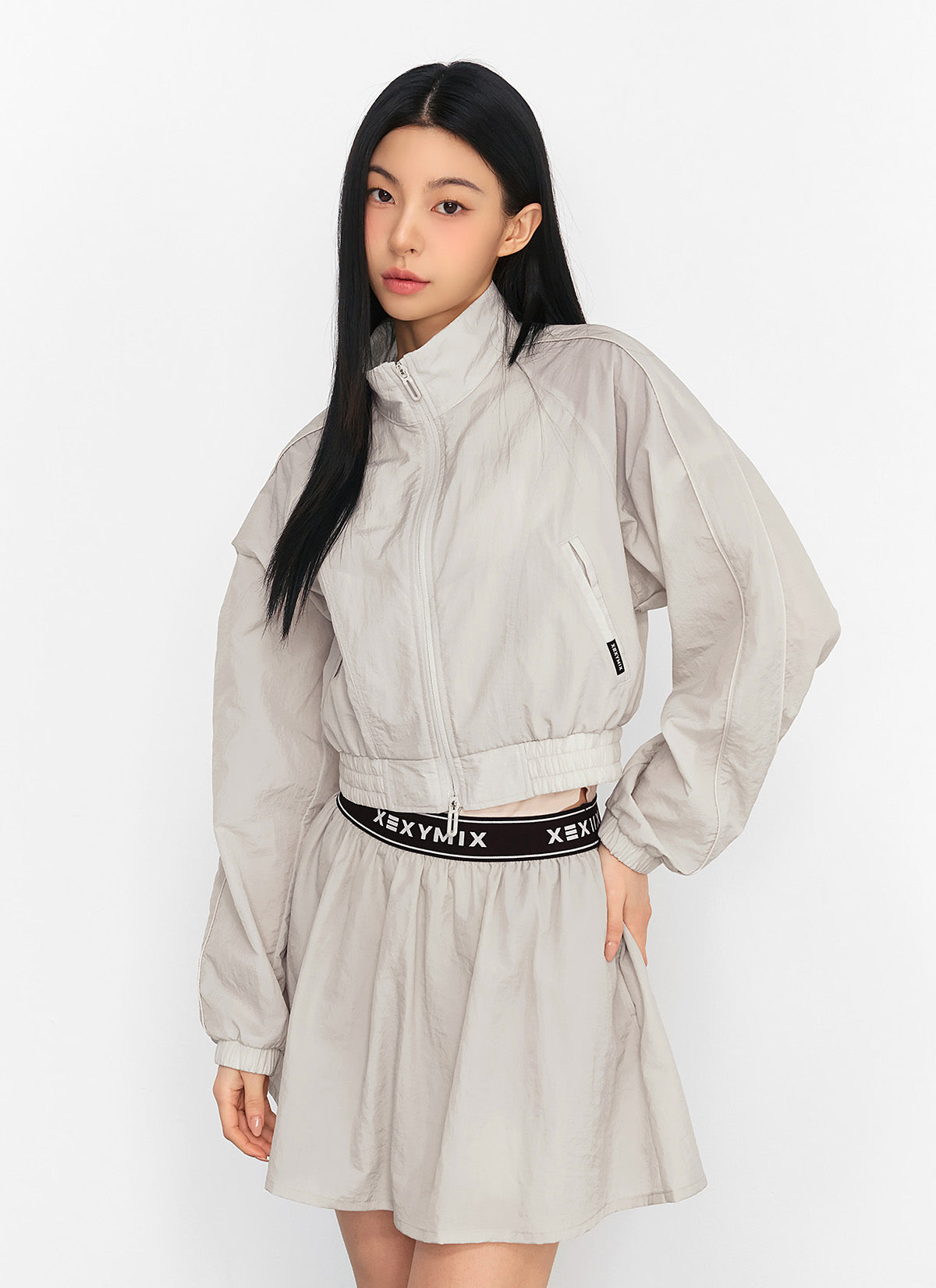 Light Woven Piping Crop Jacket