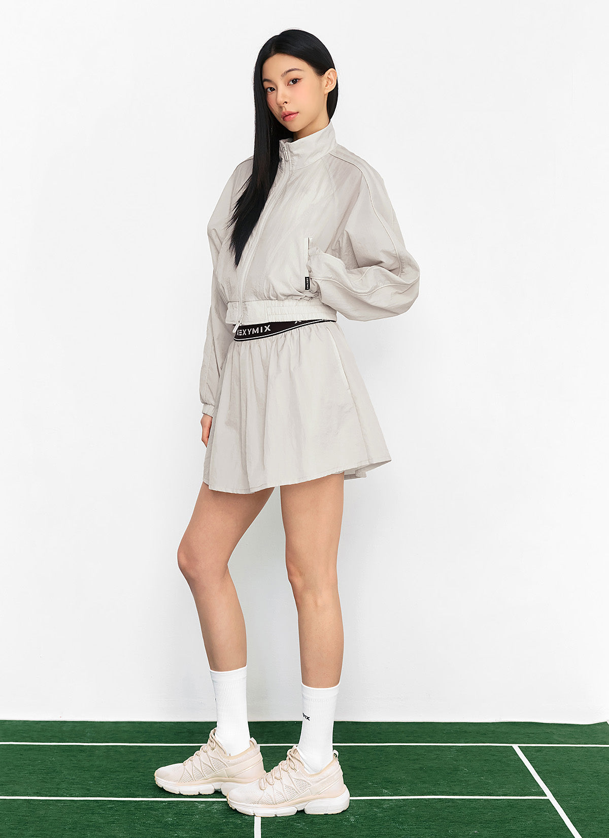 Light Woven Piping Crop Jacket