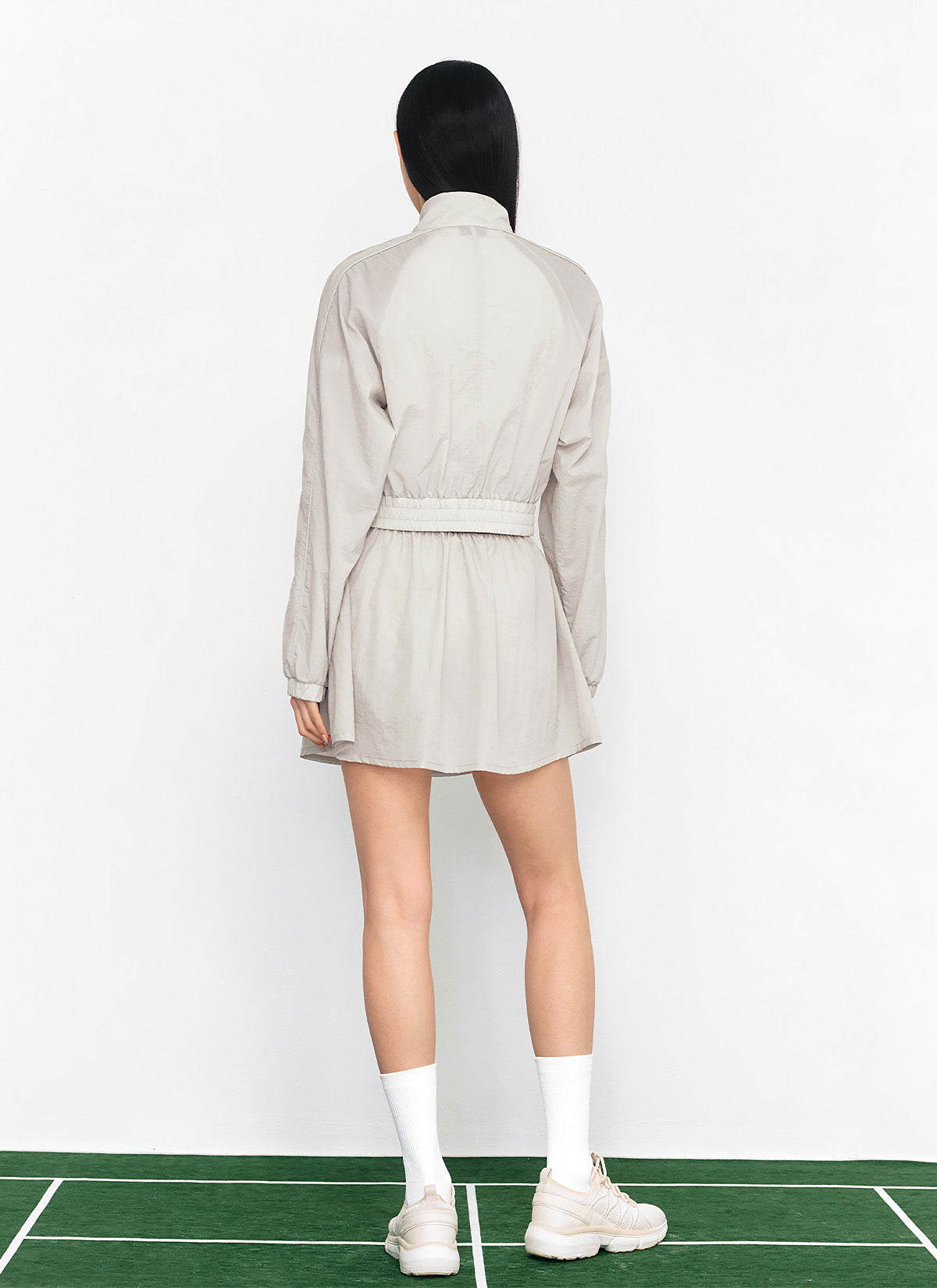 Light Woven Piping Crop Jacket