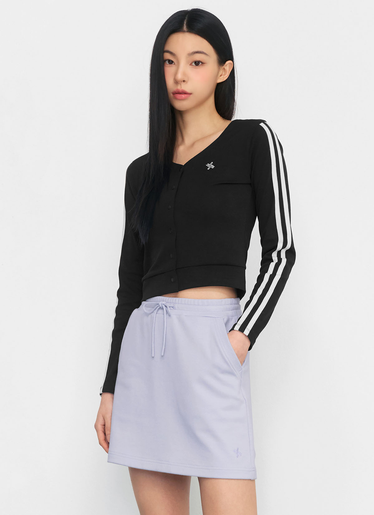 Eco Dex Color Block Crop Cardigan