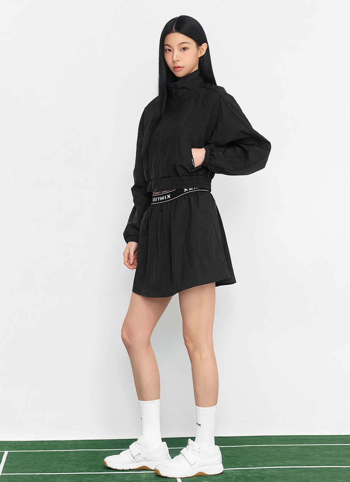 Light Woven Piping Crop Jacket