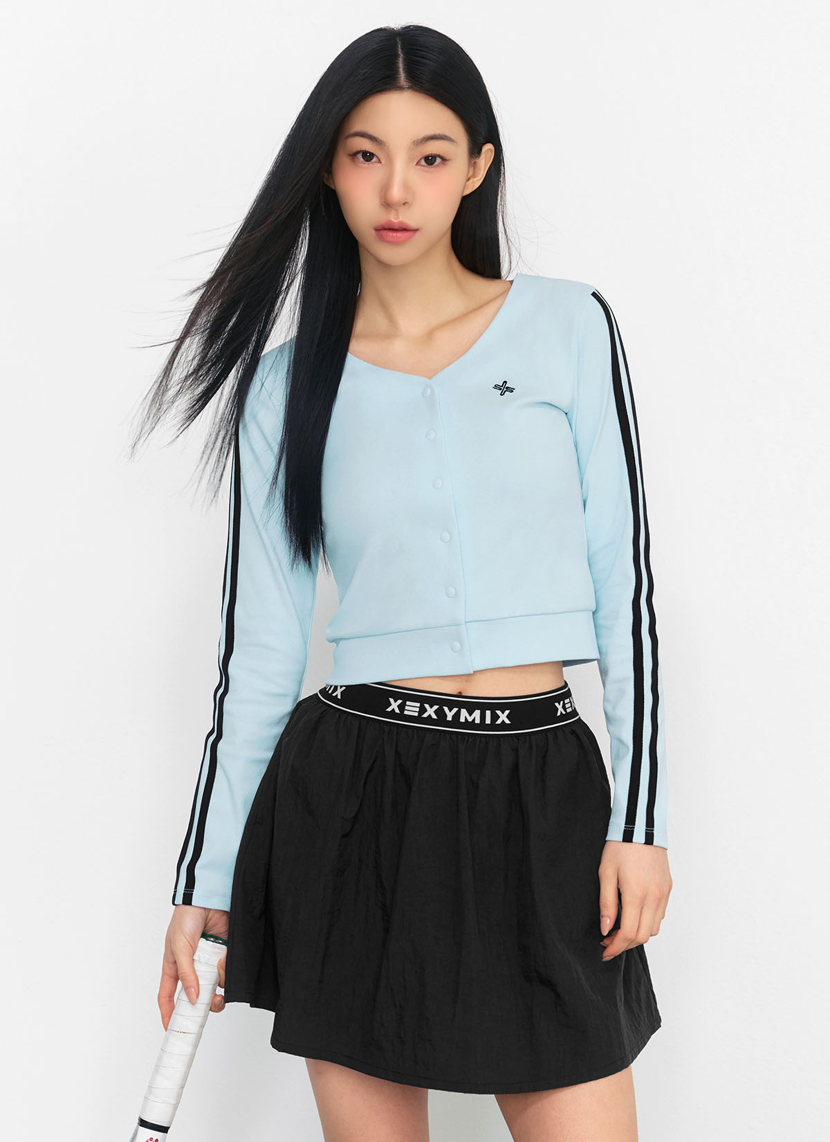 Eco Dex Color Block Crop Cardigan